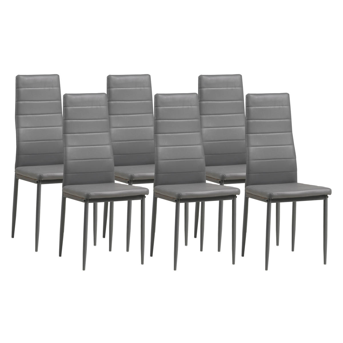 STUHL MILANO Lederimitat Metallbeine 6er Set Grau - Grau, Kunststoff/Metall (42/98/43cm) - Albatros