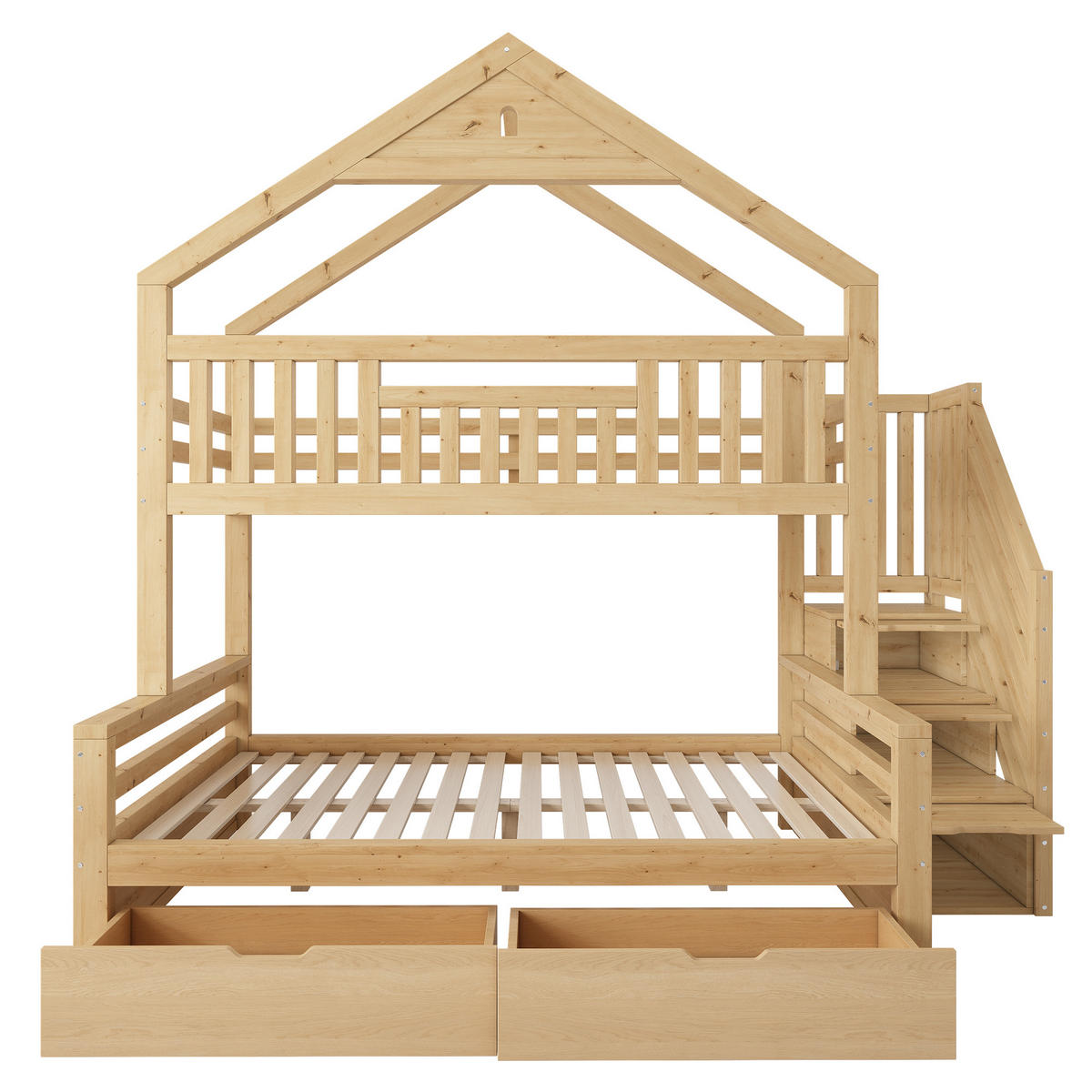 ETAGENBETT 90/140/200 cm mit Treppe und Schubladen, DE-41559, in Eichefarben - Eichefarben, Holzwerkstoff (140/200cm) - ComfortXL