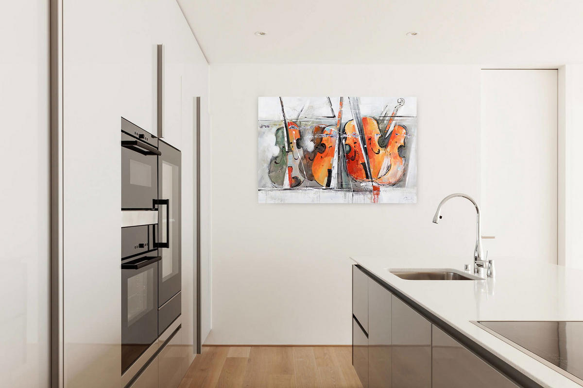 ACRYLBILD HANDGEMALT 120/80 cm - Orange/Grau, Holz/Textil (2/80cm) - KUNSTLOFT