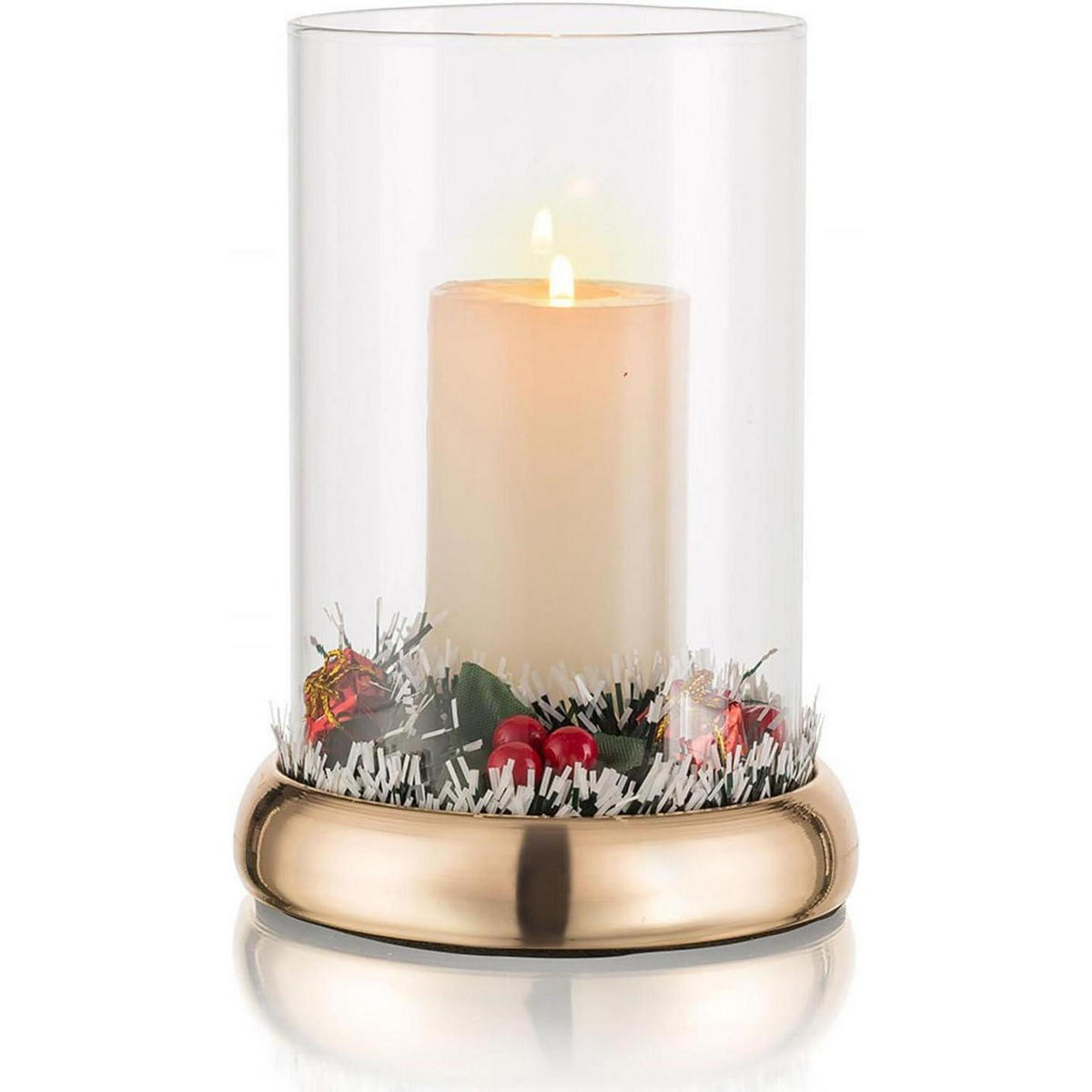 WINDLICHT Glas mit Metallfuß Gold 14 cm - Goldfarben, Glas (13/20/13cm)
