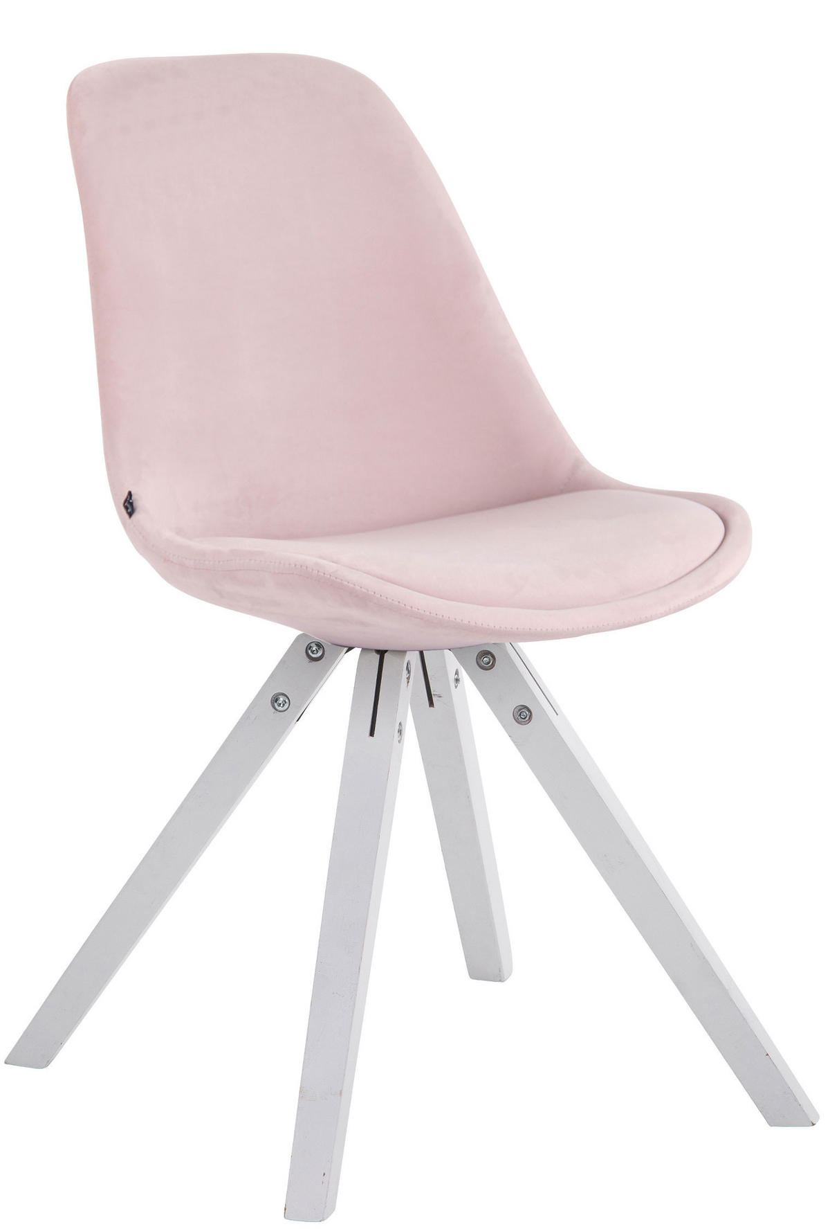 STUHL Samt pink - Pink/Weiß, Holz/Textil (48/84/56cm) - CLP