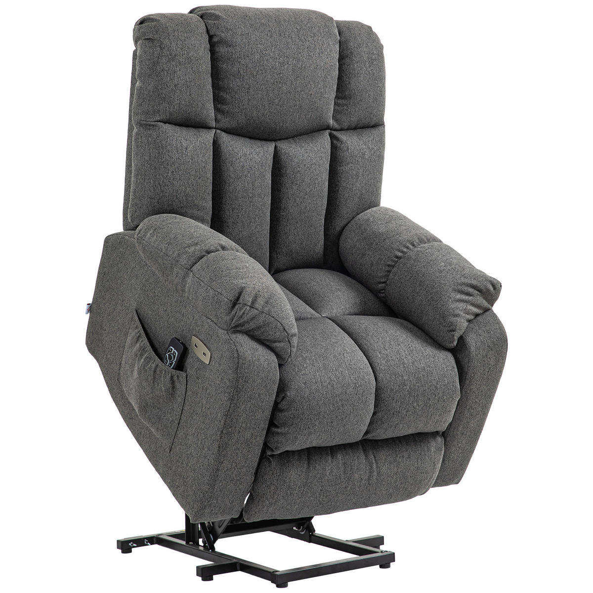 FERNSEHSESSEL mit Aufstehhilfe Elektrisch Relaxsessel mit Liegefunktion - Dunkelgrau, Textil (95/107/92cm) - HOMCOM