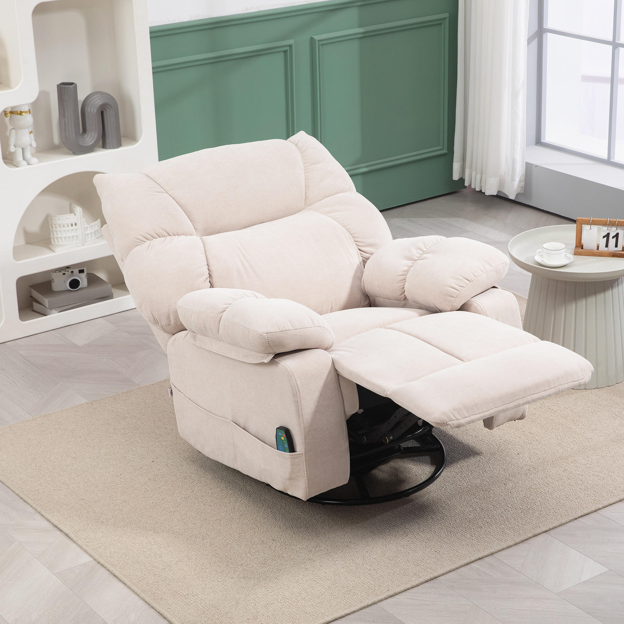 MASSAGESESSEL, Beige/Blau, Polyester, Stahl - Beige, Kunststoff (90/98/98cm) - HOMCOM