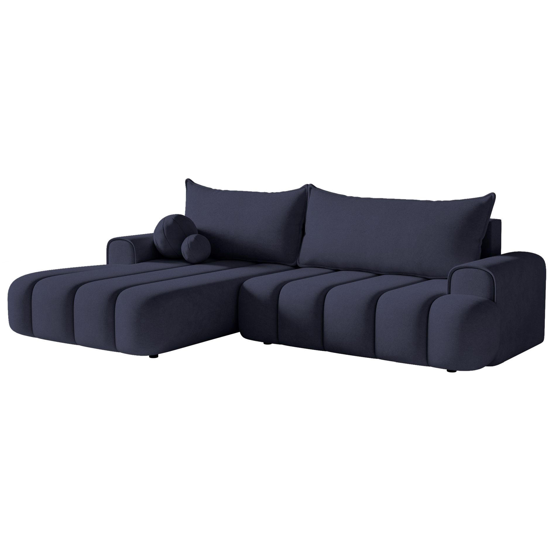 ECKSOFA Dandelino Marineblau mit Samtbezug, links - Schwarz/Dunkelblau, Kunststoff/Textil (275/168cm) - Selsey