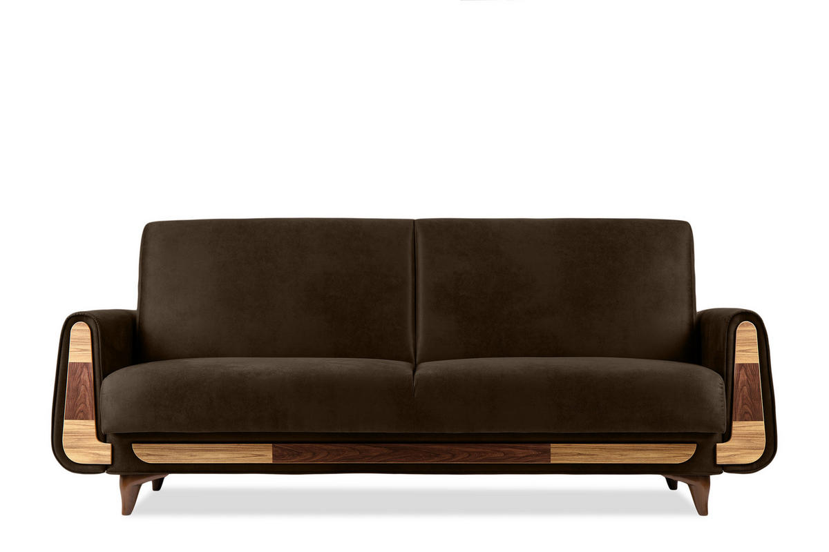 3-SITZER-SCHLAFSOFA GUSTAVO II mit Armlehnen, Braun - Braun, Holz/Holzwerkstoff (230/98/98cm) - KONSIMO®