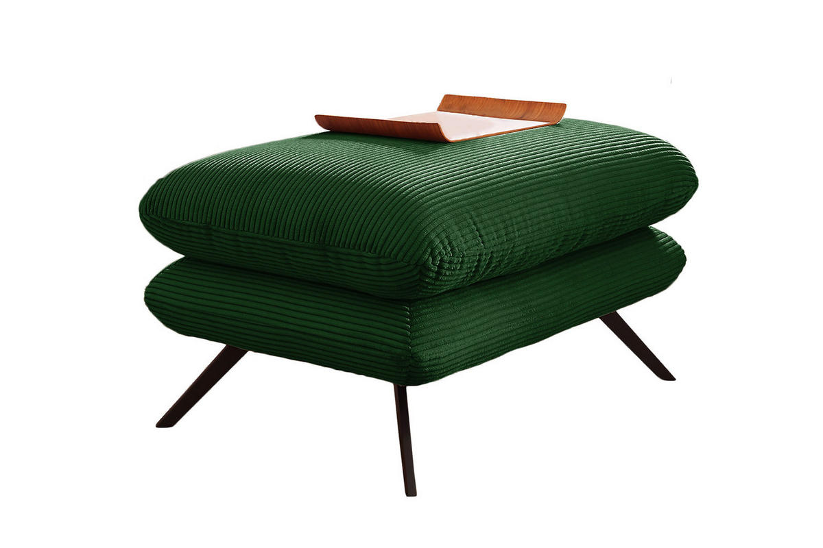 HOCKERBANK CHARME Smaragdgrün Cord - Smaragdgrün, Textil (90/45/60cm) - KAWOLA
