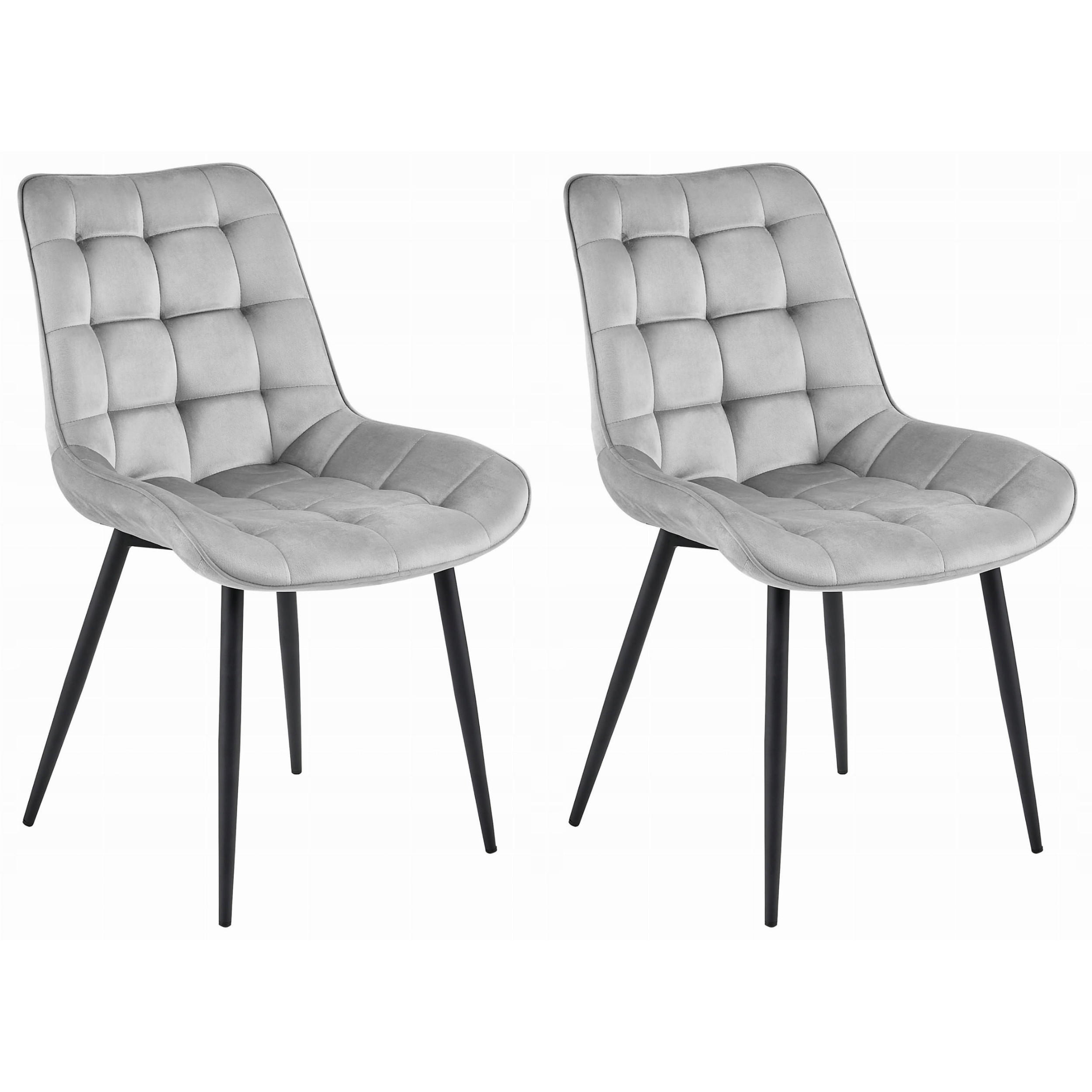 STUHL BARDI 2-er Set, Silbergrau, Schwarz, mit Samtstoff gepolstert - Grün, Holz/Textil (45/82/54cm) - Komodee