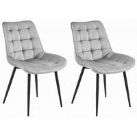 STUHL BARDI 2-er Set, Silbergrau, Schwarz, mit Samtstoff gepolstert - Grün, Holz/Textil (45/82/54cm) - Komodee