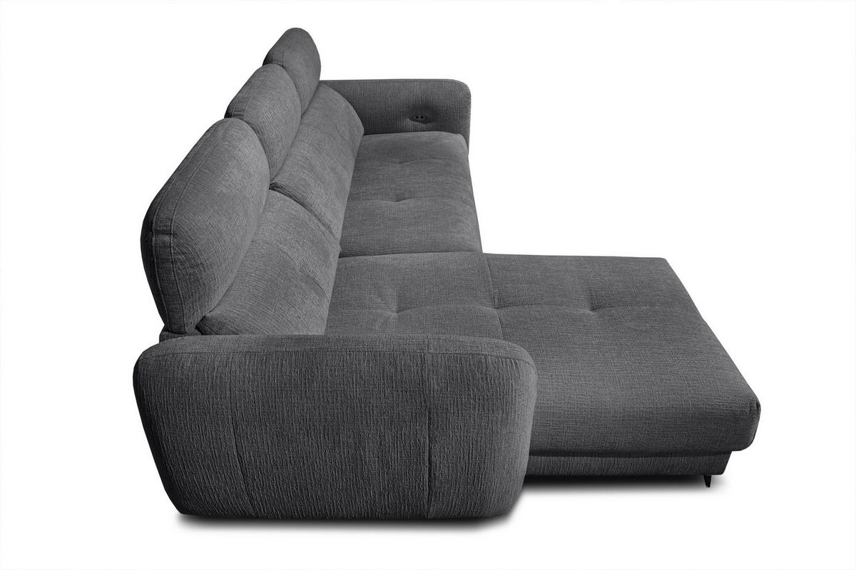 ECKSOFA SVEN 3-Sitzer, 1 Relax XL, verstellbare Kopfstützen, dunkelgrau - Anthrazit/Schwarz, Holzwerkstoff/Textil (256/163cm) - Courtois Laville