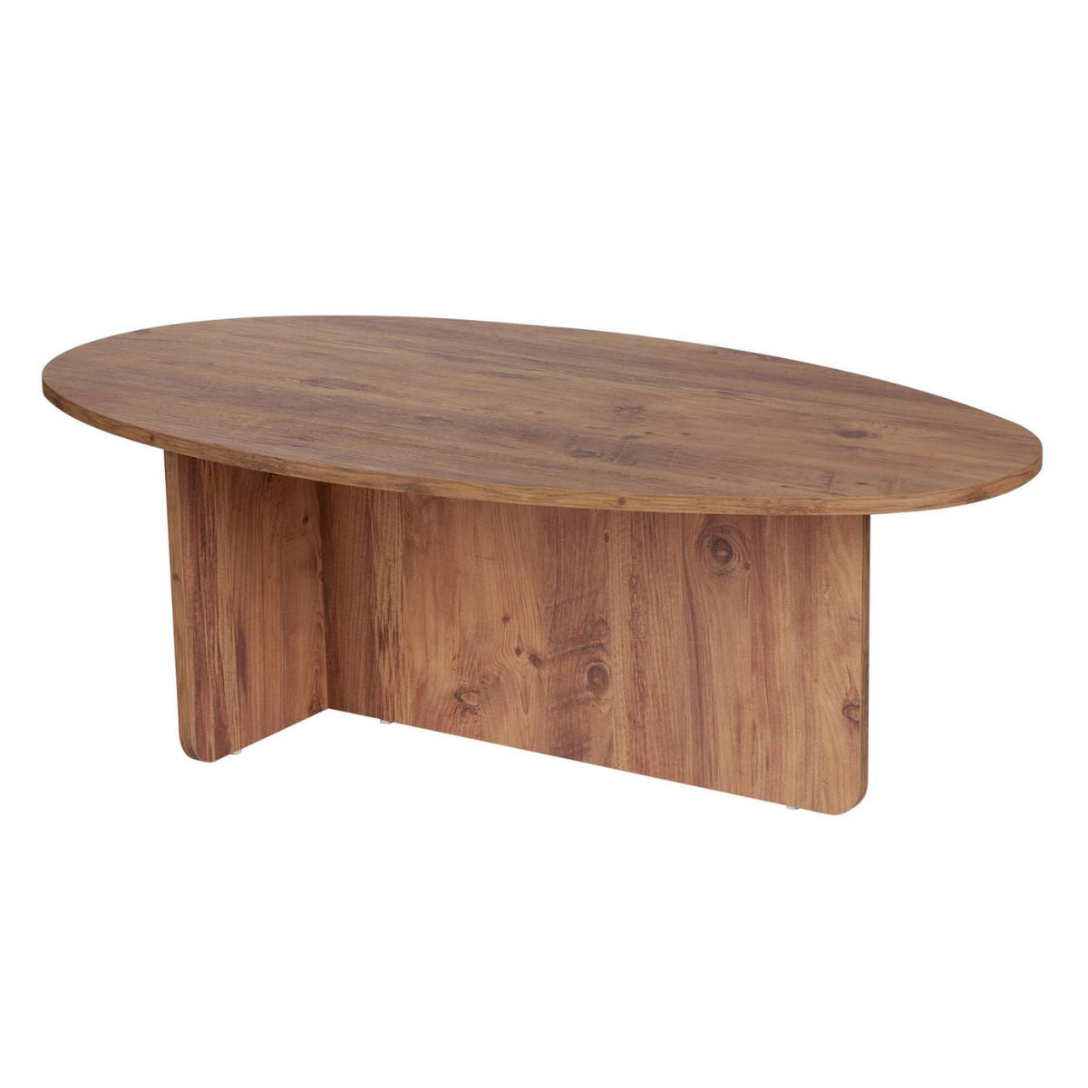COUCHTISCH mit ovaler Platte L125 cm 65/120/40 cm - Kieferfarben, Holzwerkstoff (70/65/40cm) - Calicosy