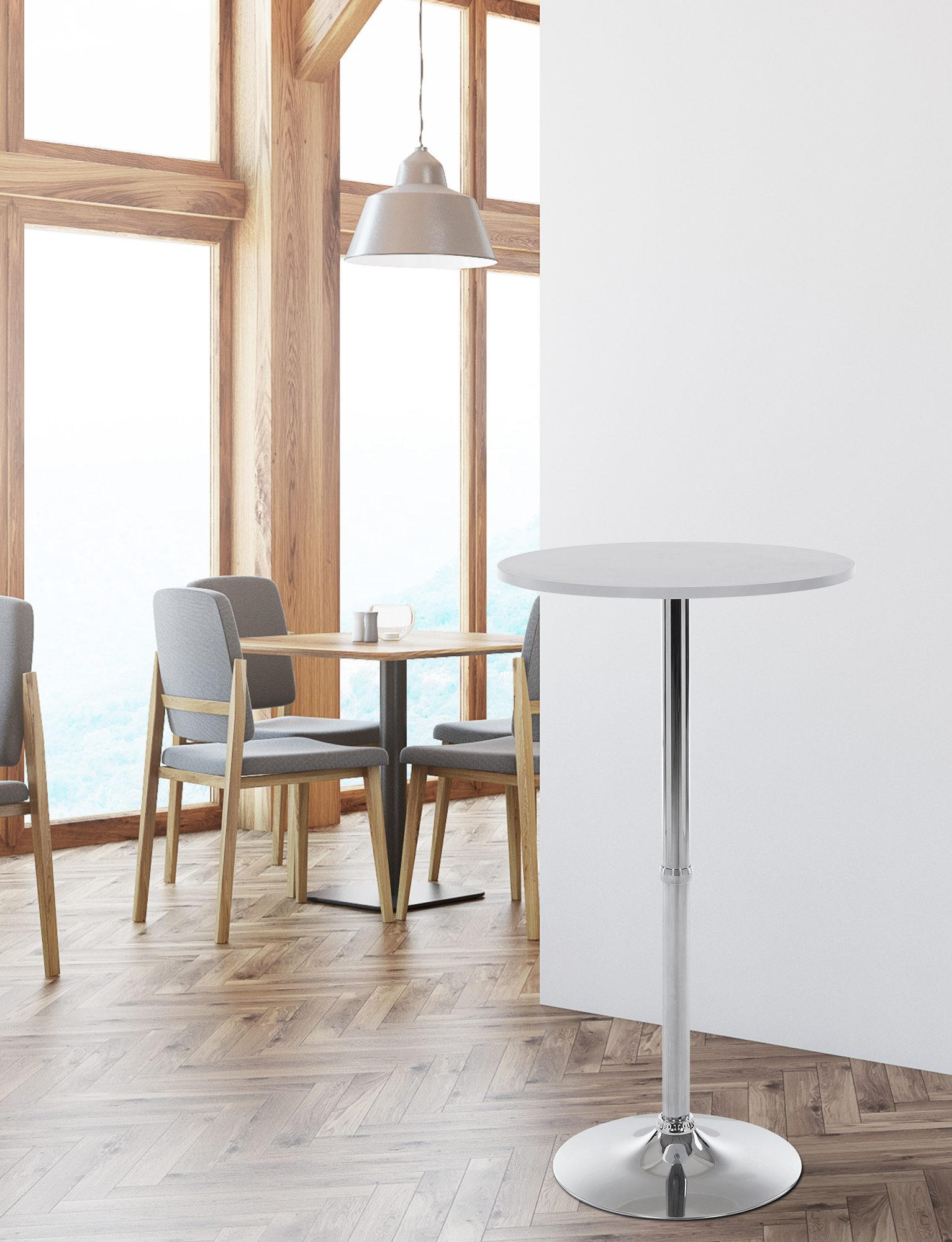 BARTISCH rund 60 cm Holz Weiß - Weiß, Holz/Metall (60/108/60cm) - CLP