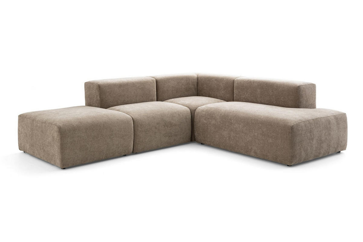 4-SITZER modulares Ecksofa HEAVEN SET 3 Rechts, Breite 270 cm Webstoff Braun - Schwarz/Braun, Holz/Kunststoff (270/245cm) - Muffo