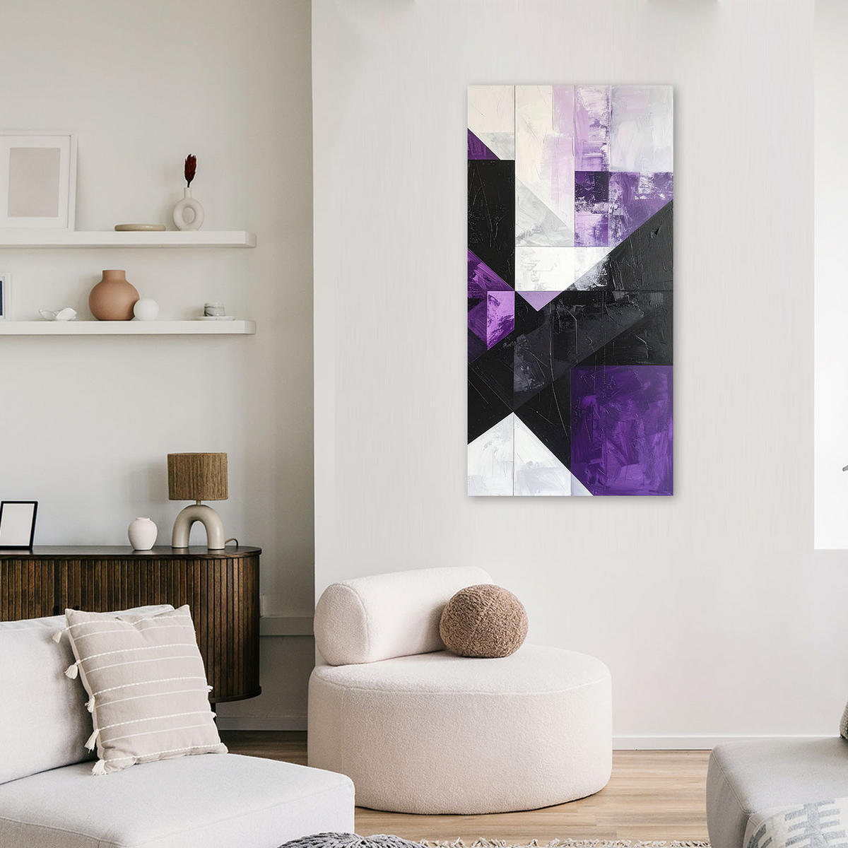 LEINWANDBILD 3D und geometrisch 40x80cm - Lila, Textil (40/80cm) - Feeby