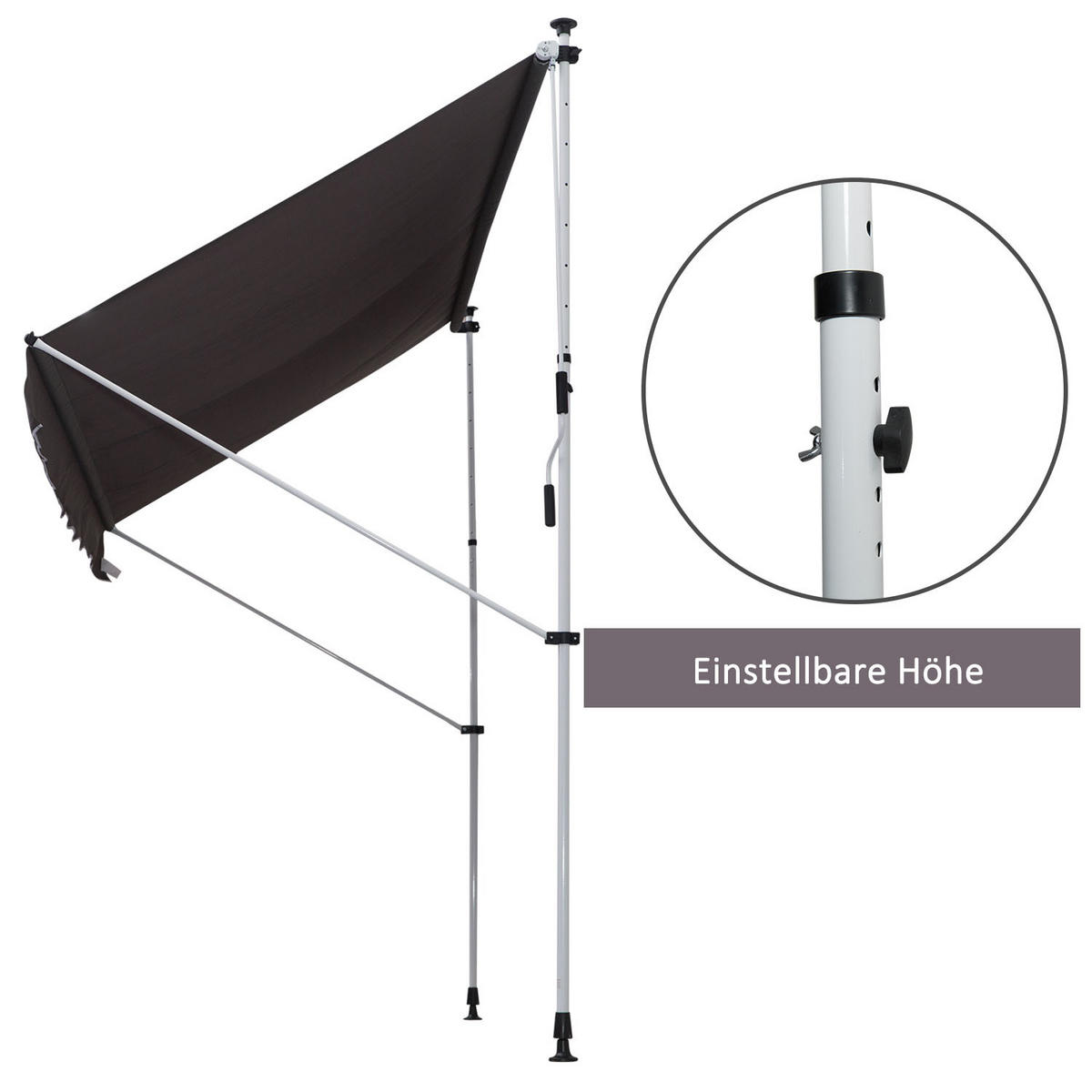 MARKISE, Cremeweiß, Aluminium, Stahl, Polyester - Grau, Metall (150/280/200cm) - Outsunny
