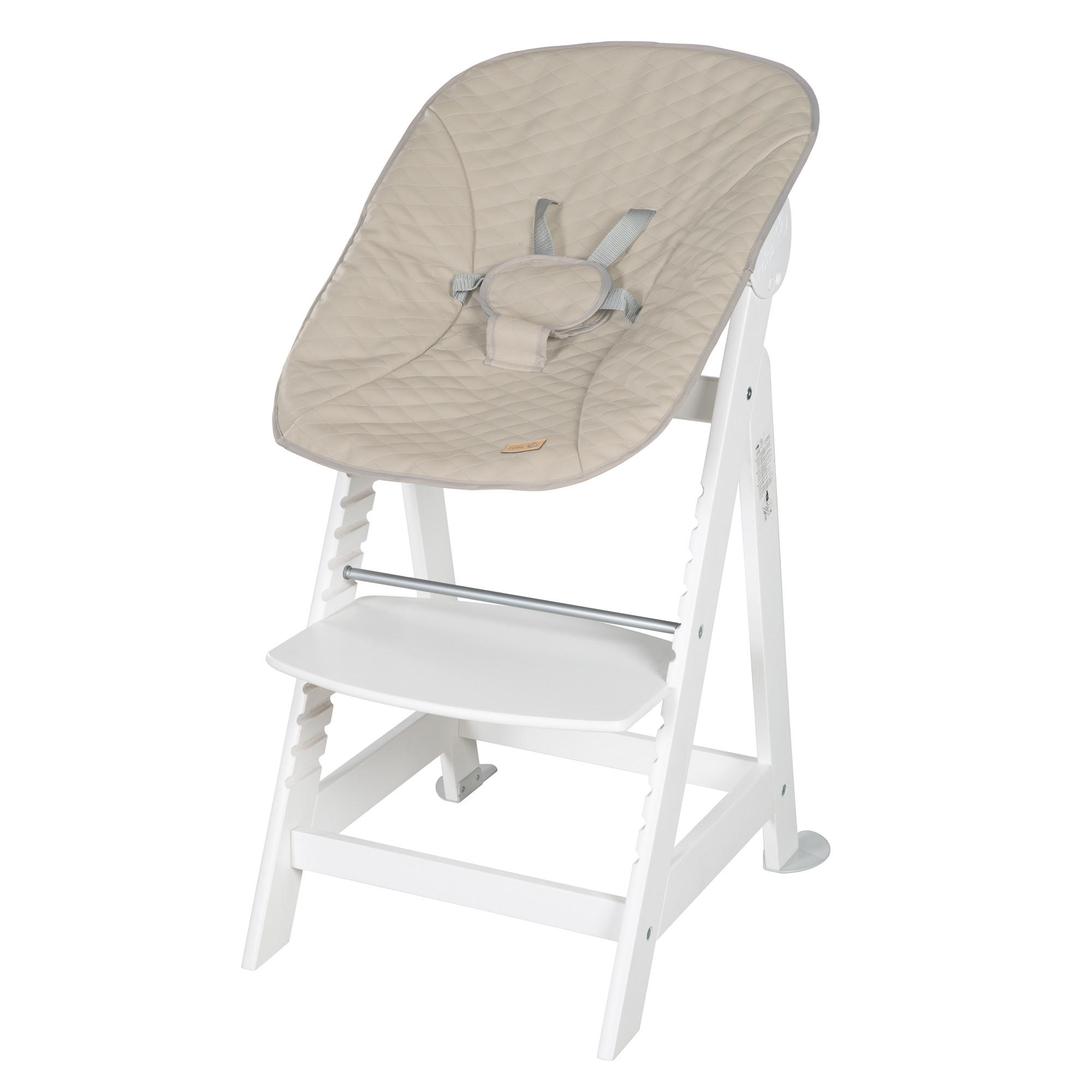 BABYHOCHSTUHL Born Up Luxe mit Neugeborenenaufsatz Weiß - Beige/Weiß, Holzwerkstoff/Textil (46/94/66.5cm) - Roba