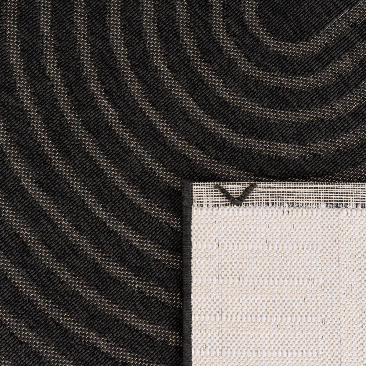 OUTDOOR Teppich Unifarben Spiralmuster Balkon, Terrasse schmutzabweisend Anthrazit Rechteckig 160x230 - Anthrazit, Textil (160/230cm) - KADIMA DESIGN