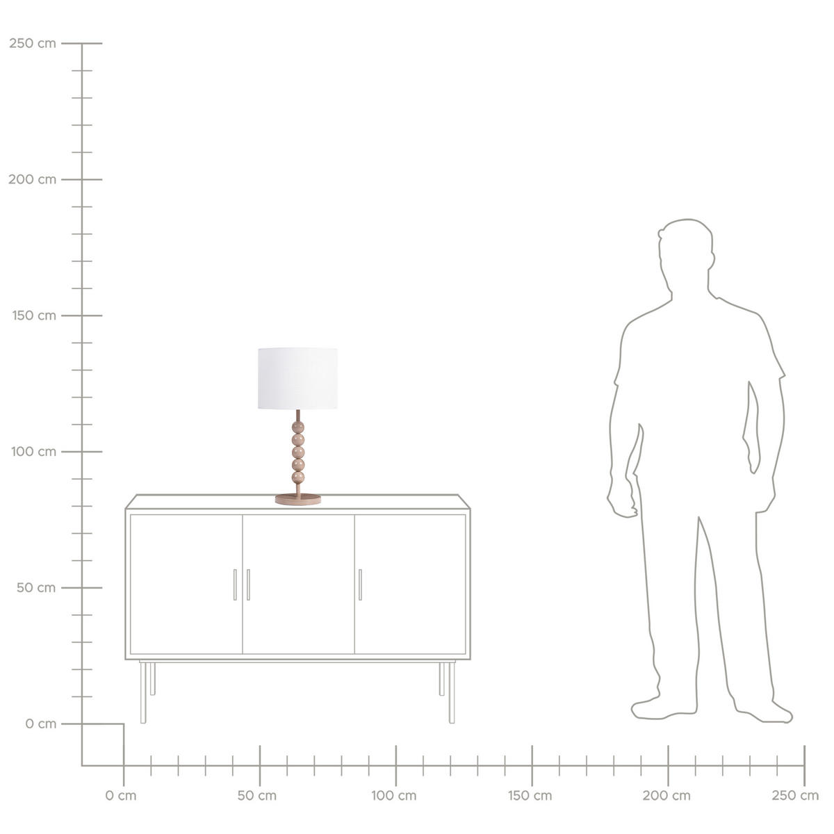 TISCHLAMPE Metall Beige Loky - Beige/Weiß, Textil (30/30/58cm) - Beliani
