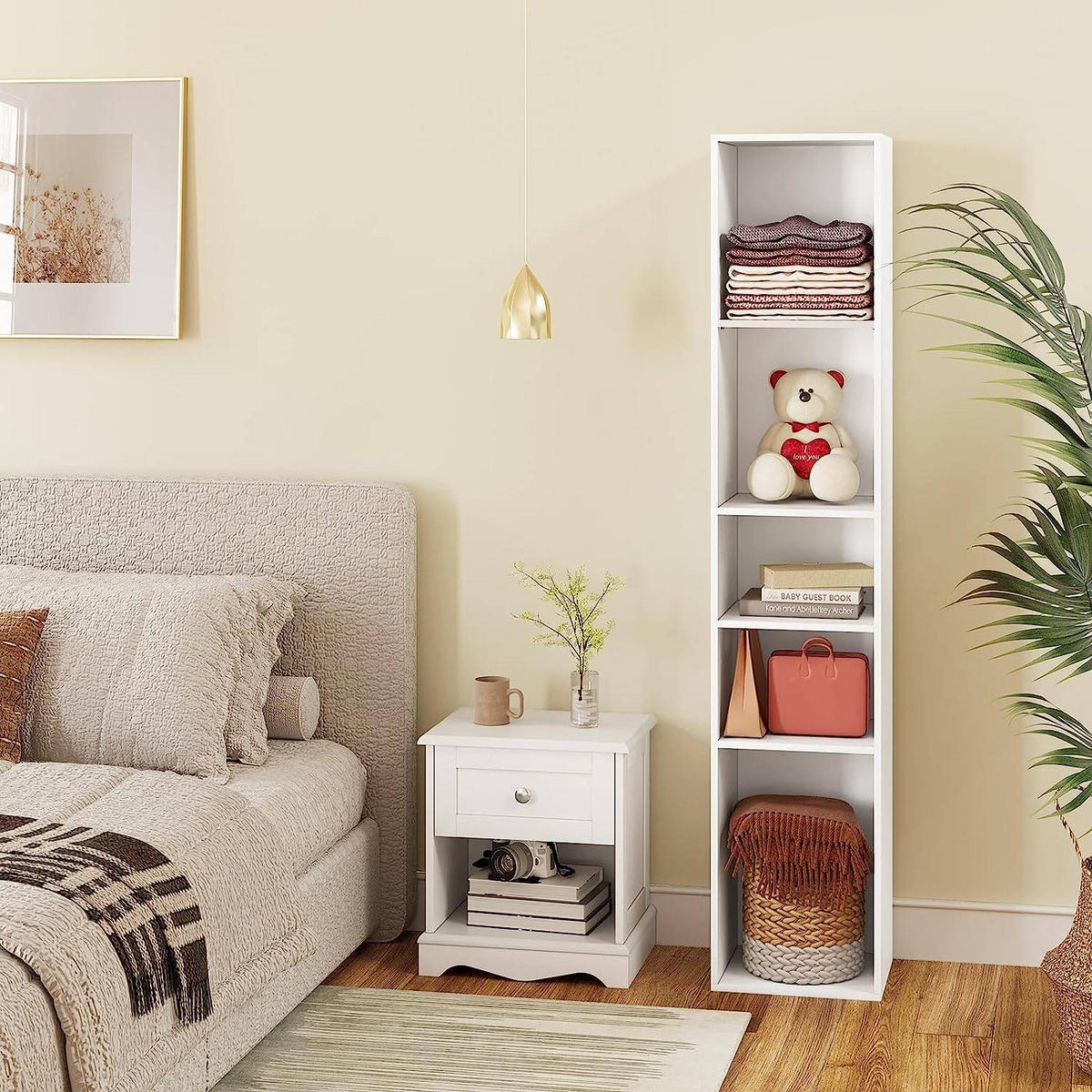 BÜCHERREGAL, offenes Regal mit 5 Würfeln, Weiß - Weiß, Holzwerkstoff (30/151/26cm) - Woltu