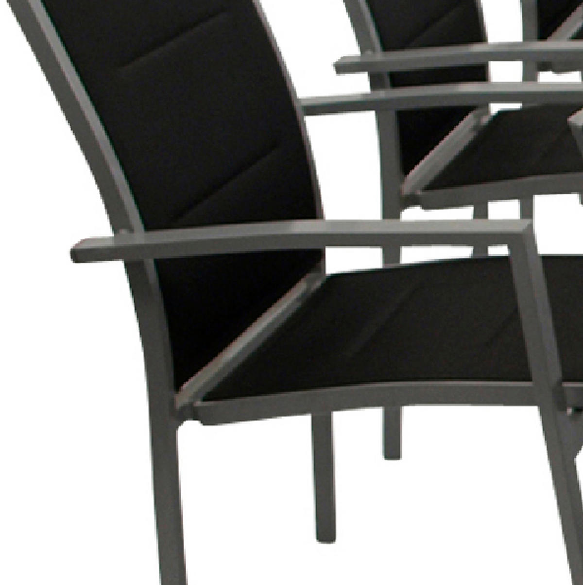 GARTEN-GARNITUR Ashford - 9-teilige Garten-Essgruppe (8x Stapelsessel mit Aluminiumgestell, Bespannung Textillehne schwarz, Ausziehtisch - Schwarz, Metall - TPFGarden