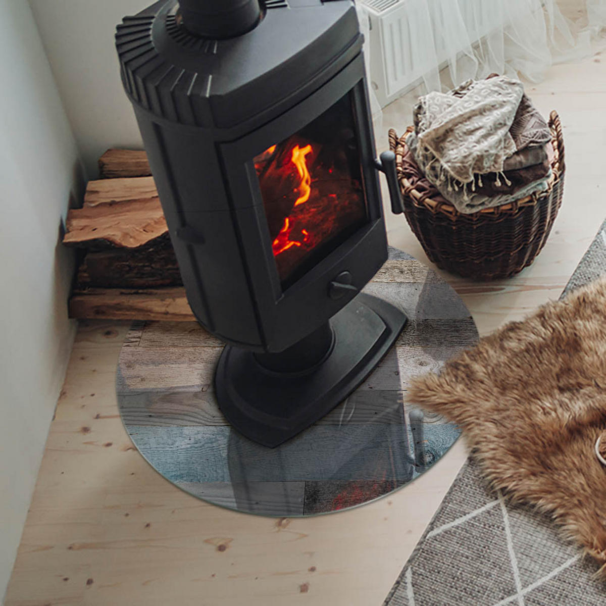 GLASPLATTE für Kamin Ø 60 cm - Grau, Glas (60/60/0.4cm) - TULUP