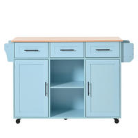 KÜCHENINSEL Blau 139/46/92 cm - Blau, Holzwerkstoff (139/91.5/46cm) - PANGIVO