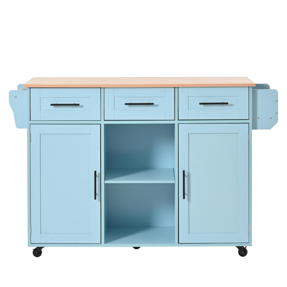 KÜCHENINSEL 139/46/91.5 cm Blau mit 3 Schubladen, klappbare Arbeitsplatte und Stauraumtüren - Blau, Holz/Holzwerkstoff (46/91.5/139cm) - Oxeza