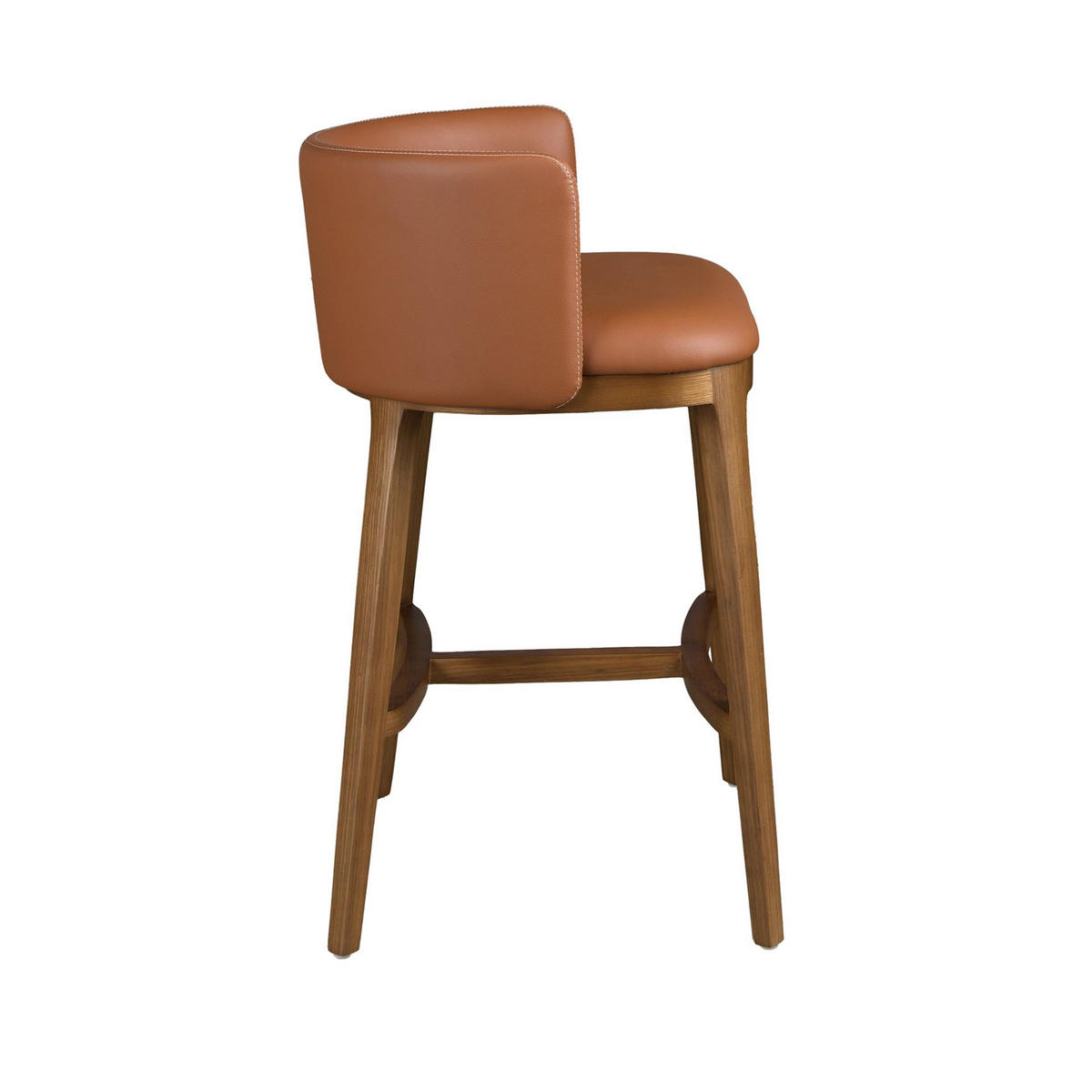 BARHOCKER asymmetrisch Braun Walnuss 53/51/84 cm - Braun, Leder/Holz (53/84/51cm) - ANGEL CERDA