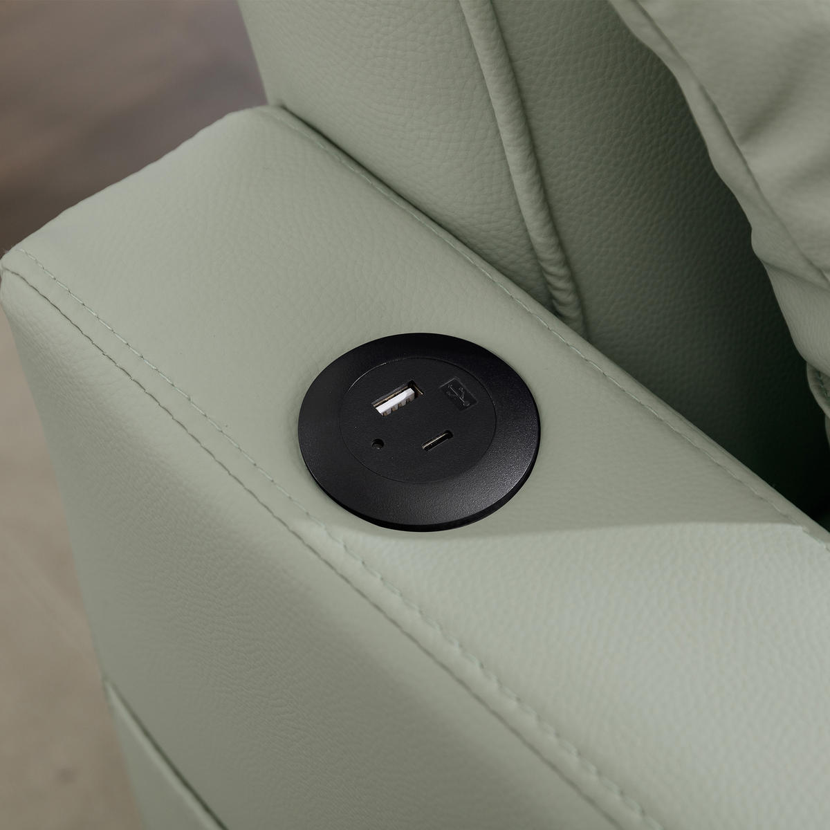 SCHLAFSESSEL DE-35007 3-in-1 mit USB und Getränkehaltern Hellgrün - Hellgrün, Metall (87/84/74cm) - ComfortXL