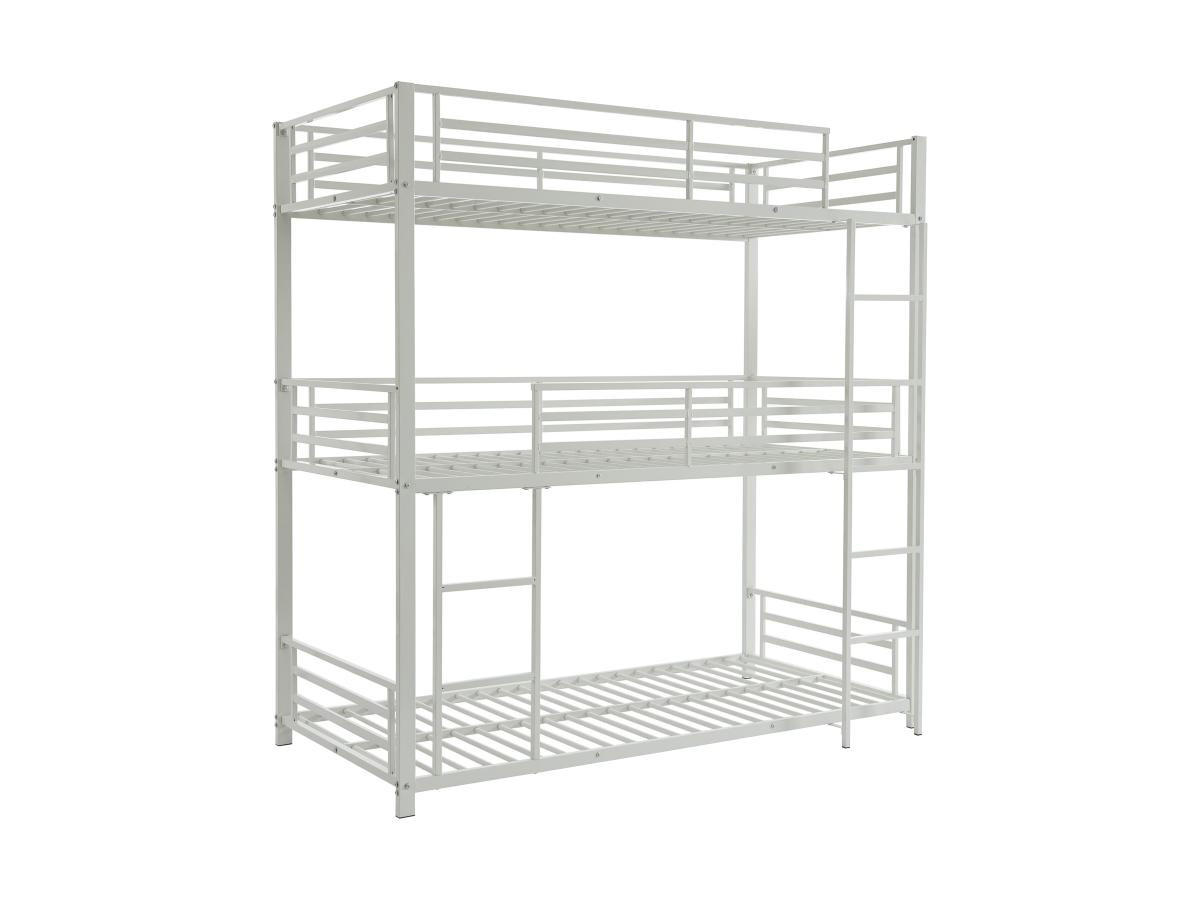 ETAGENBETT - 3 Personen - 3 x 90 x 190 cm - Metall - Weiß - ELOUAN III - Weiß, Metall - Vente-Unique