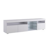 TV-SCHRANK 180/35/48 cm weiß MDF mit variabler LED-Beleuchtung und Glaseinlagen - Weiß, Holzwerkstoff (180/48/35cm) - OKWISH