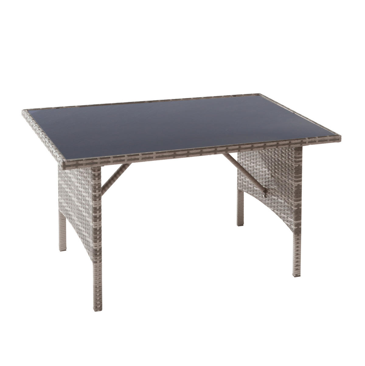 GARTENLOUNGE 195/51/78 cm khaki aus PE-Rattan mit Tisch, Hockern und waschbaren Kissen - Beige, Holzwerkstoff - OKWISH