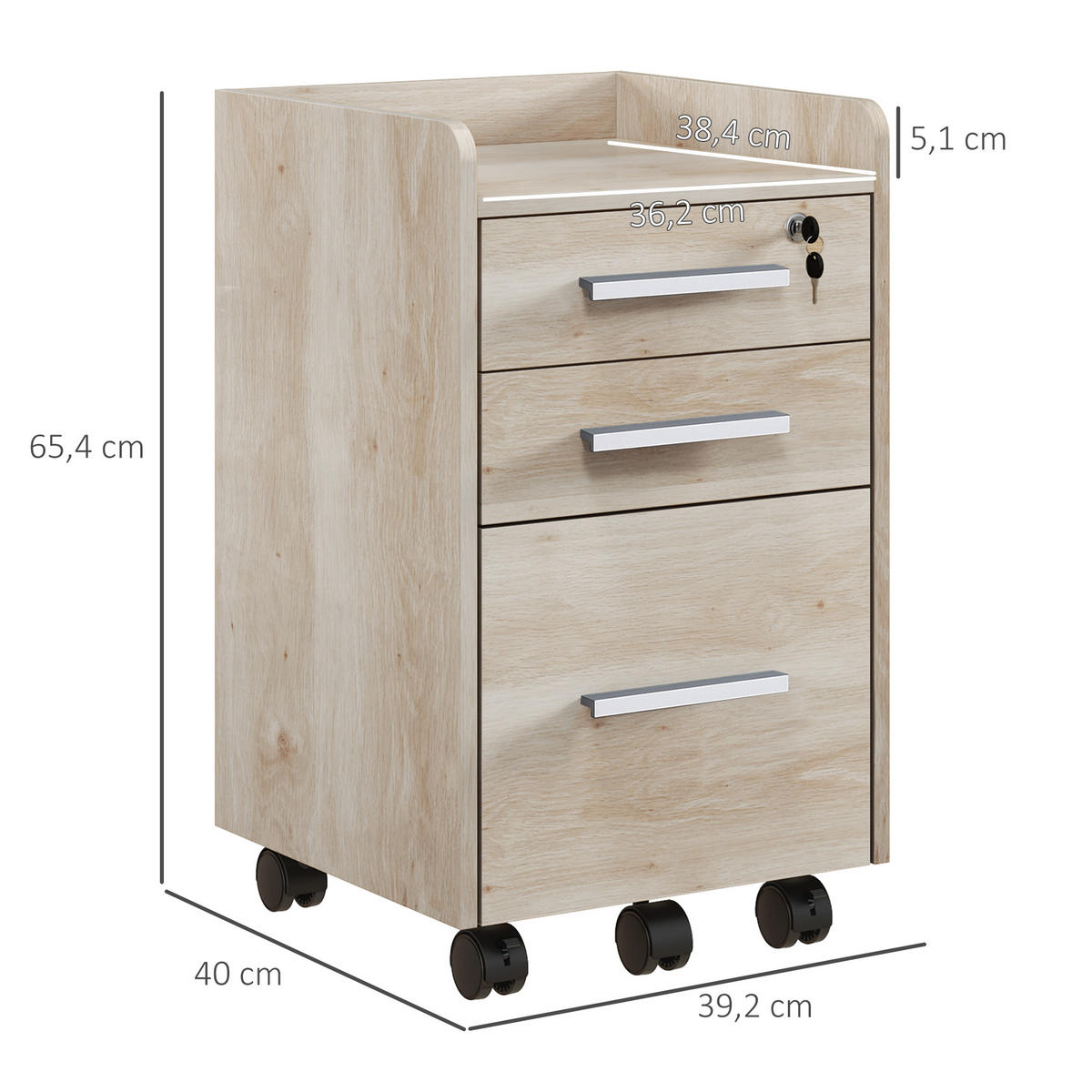 ROLLCONTAINER DE-14428 Beige - Beige, Holzwerkstoff (40/65/39cm) - ComfortXL