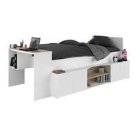 HOCHBETT Jugendzimmer Bett 90x200 mit Schreibtisch und Stauraum - Multicolor/Weiß, Holz/Holzwerkstoff (90/200cm) - Parisot Meuble