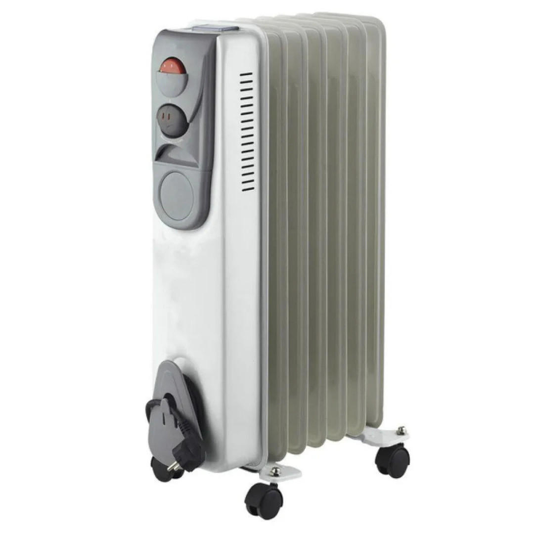 ÖLRADIATOR Elektroheizung 1500 W Thermostat Weiß 7 Rippen - Creme/Schwarz, Kunststoff/Metall (23/63/32cm) - JUNG