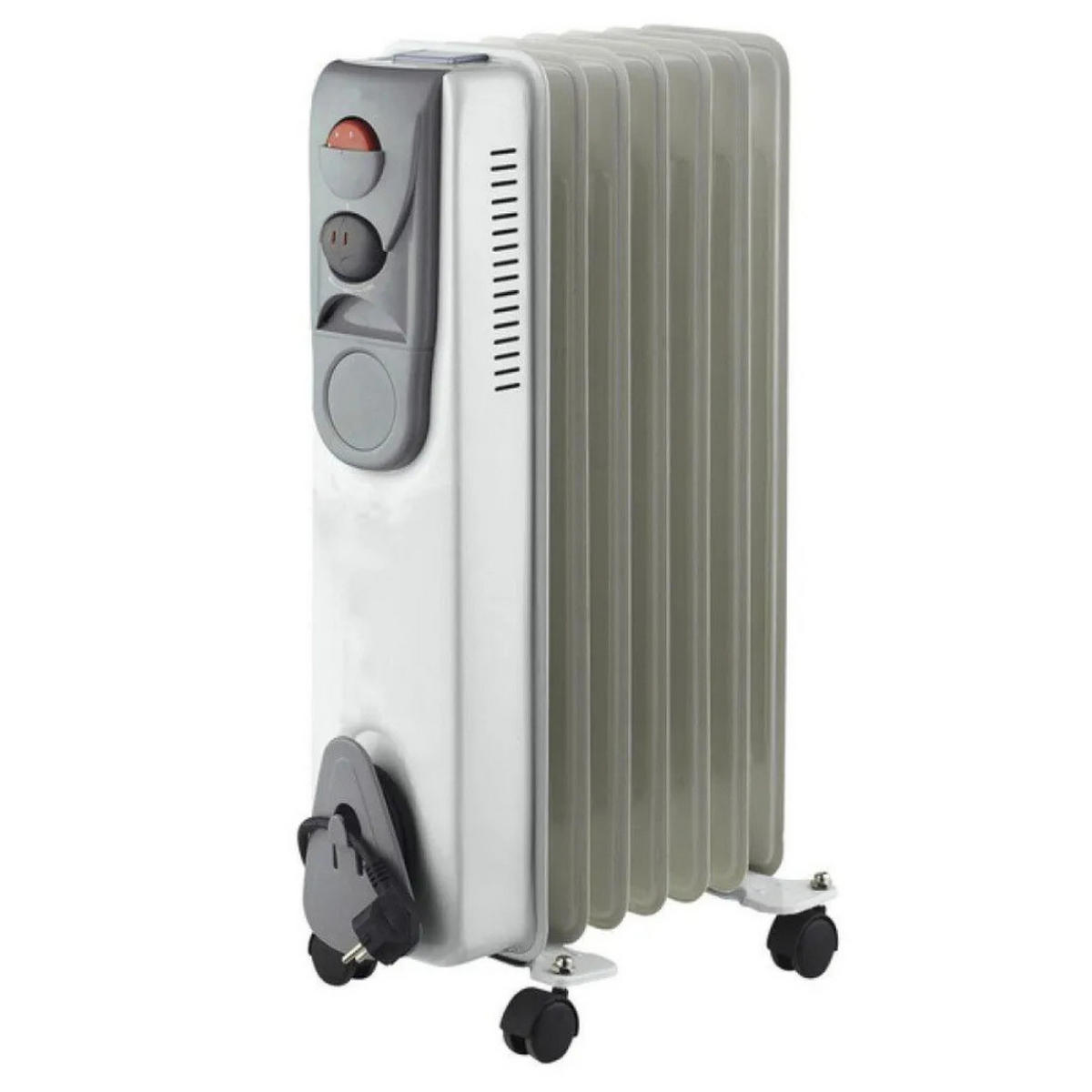 ÖLRADIATOR Elektroheizung 1500 W Thermostat Weiß 7 Rippen - Creme/Schwarz, Kunststoff/Metall (23/63/32cm) - JUNG