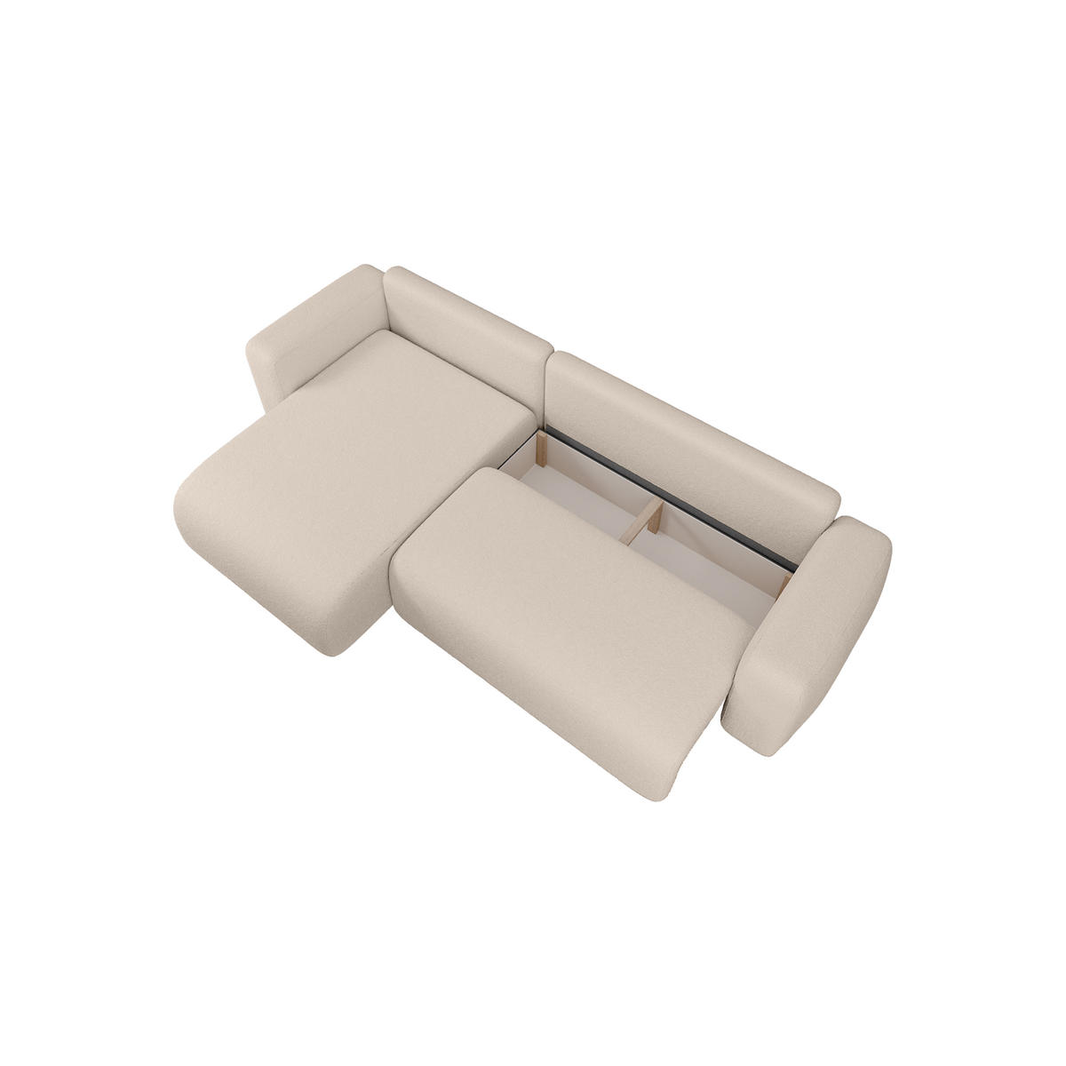 ECKSOFA TALW L mit Schlaffunktion, Beige - Beige, Textil (294/185cm) - Fedve