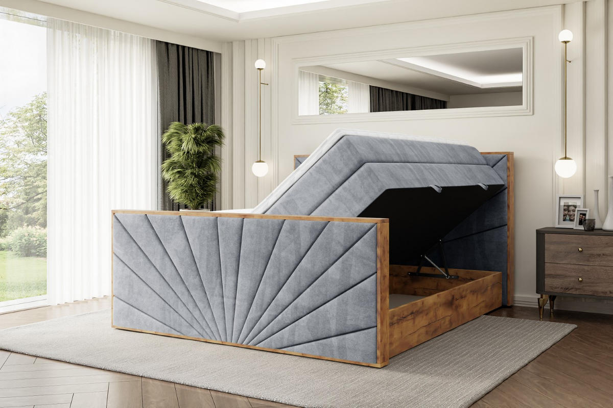 BOXSPRINGBETT mit Matratze H3|H4 und Lattenrost - LOLLI6-Z KING-180x200 - Grau Casablanca - Grau, Holzwerkstoff (180/200cm) - ALTDECOR