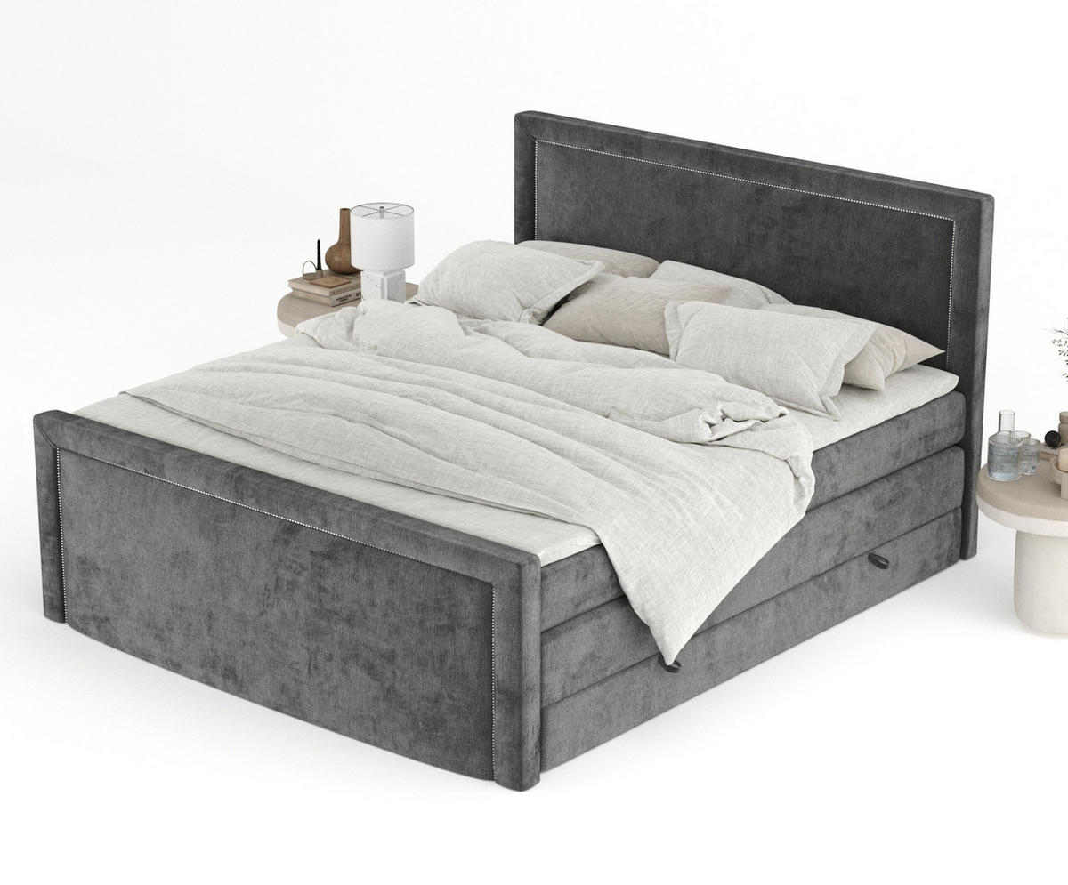 BOXSPRINGBETT Lavenda Anthrazit 180/200 cm - Anthrazit/Schwarz, Holz/Holzwerkstoff (180/200cm) - Maison de Reve