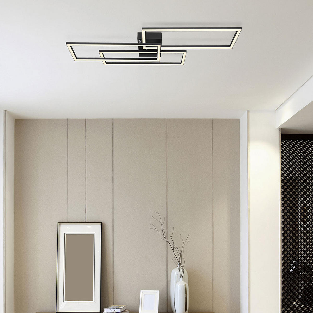 LED DECKENLEUCHTE Tiny Schwarz Metall - Schwarz, Metall (90/40/8cm) - Globo Lighting