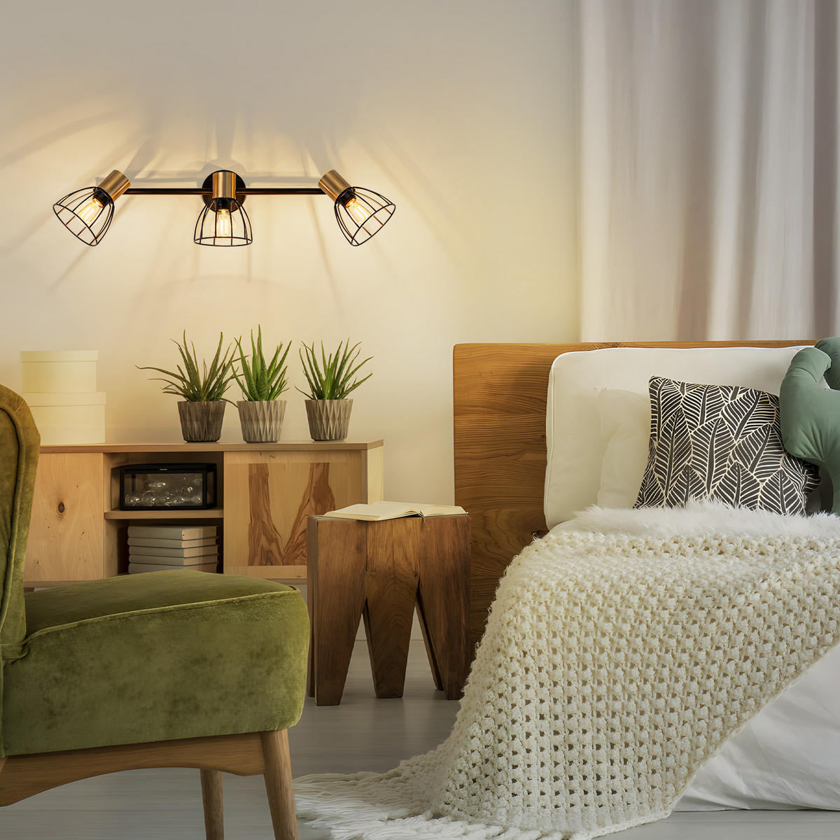 WANDLEUCHTE Glowyn 48/18/18 cm - Schwarz, Metall (18/18/48cm) - ZMH