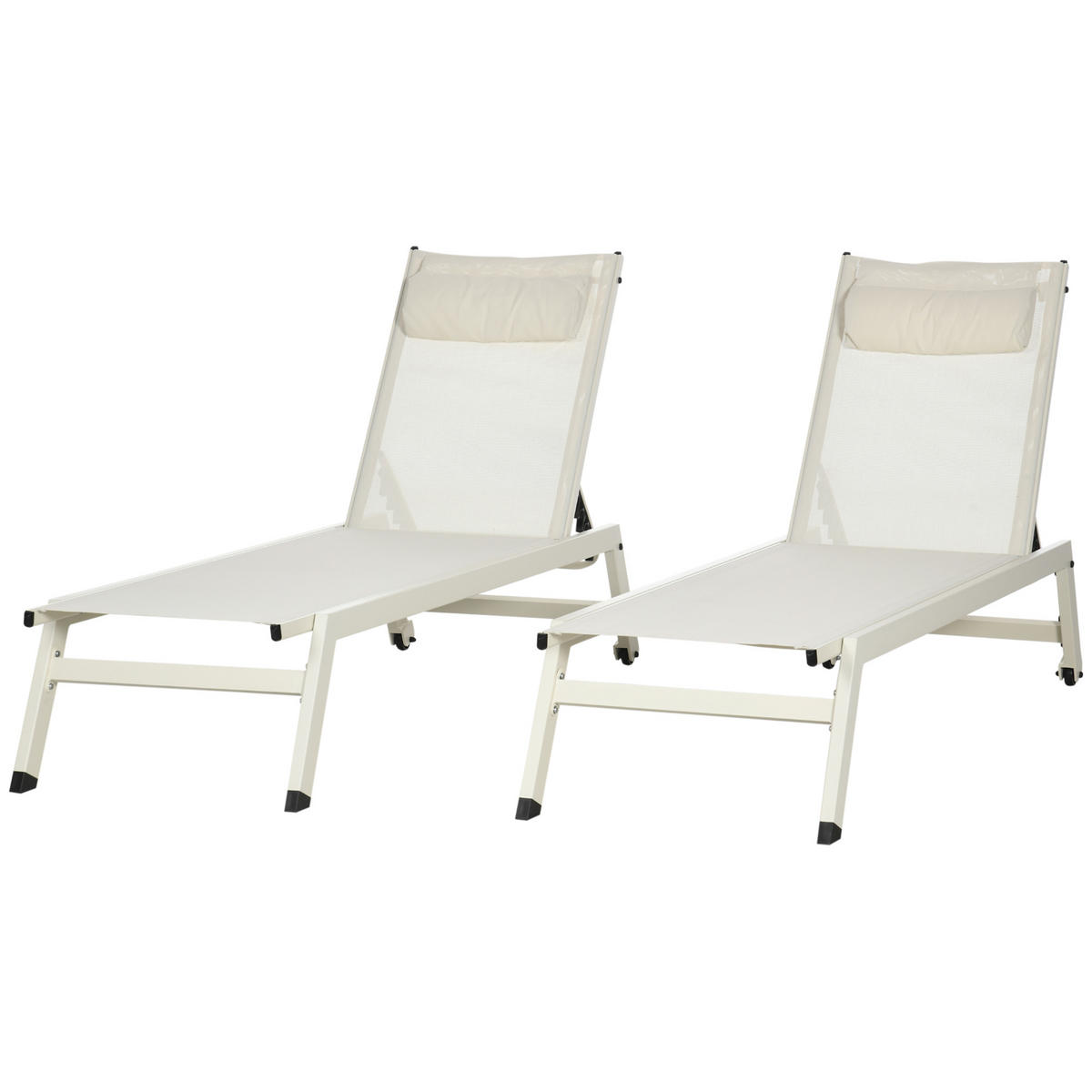 SONNENLIEGE 2-teilige Liege-Sonnenliege aus Aluminium und Polyester 55 x 195 x 30 cm ,Beige - Beige, Metall (55/90/164cm) - Vallsero