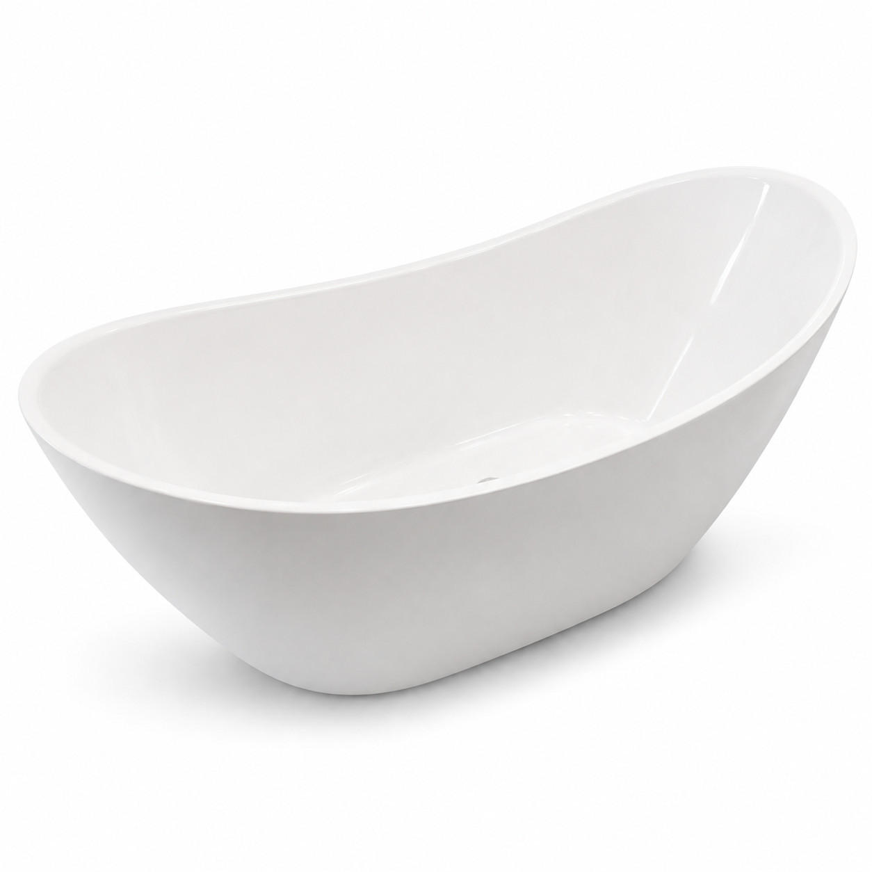 BADEWANNE ivar freistehend 180x80 cm, Set mit Klick-Klack-Ablauf - Weiß, Kunststoff (80/76/180cm) - bad land