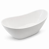 BADEWANNE ivar freistehend 180x80 cm, Set mit Klick-Klack-Ablauf - Weiß, Kunststoff (80/76/180cm) - bad land
