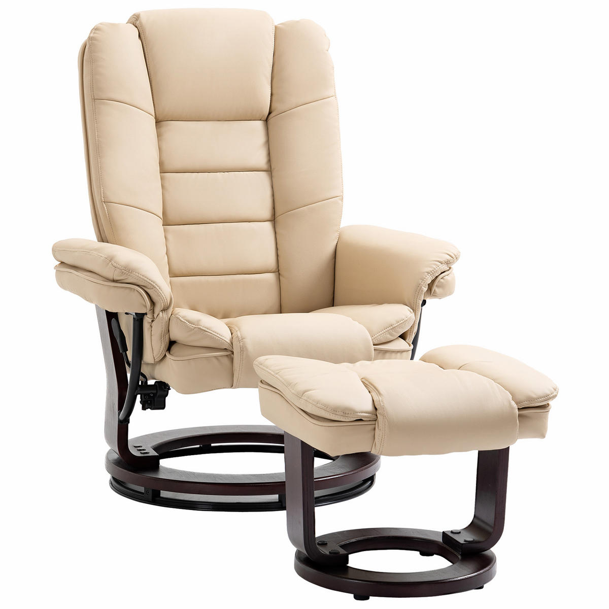 RELAXSESSEL DE-17417 135° neigbar, 360° drehbar mit Fußstütze Beige - Beige, Holz (82/106/85cm) - ComfortXL