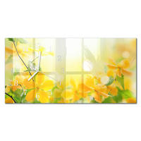 WANDUHR 60x30 cm - Steine - Gelb, Glas (60/30/0.4cm) - TULUP