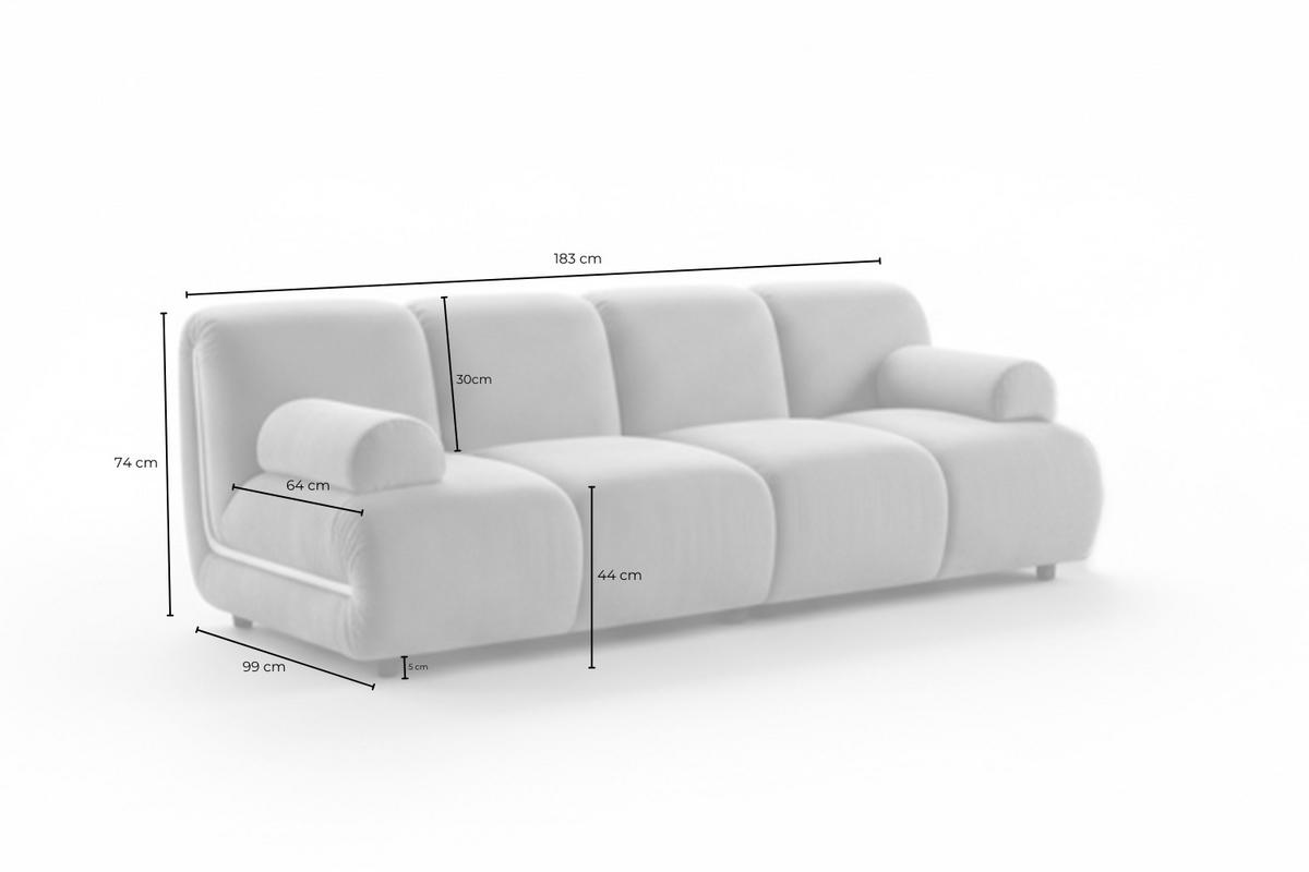 MODULSOFA LAYLA Taupe Velvet - Taupe/Schwarz, Buchenholz/Textil (183/74/99cm) - KAWOLA