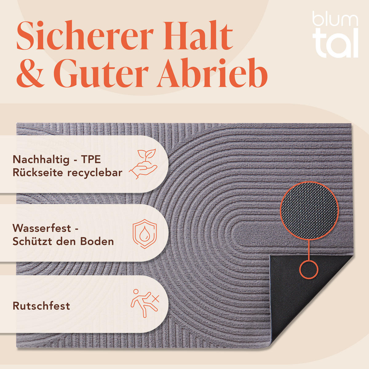 FUSSMATTE 60/90 cm Grau - Grau, Textil (60/90cm) - Blumtal