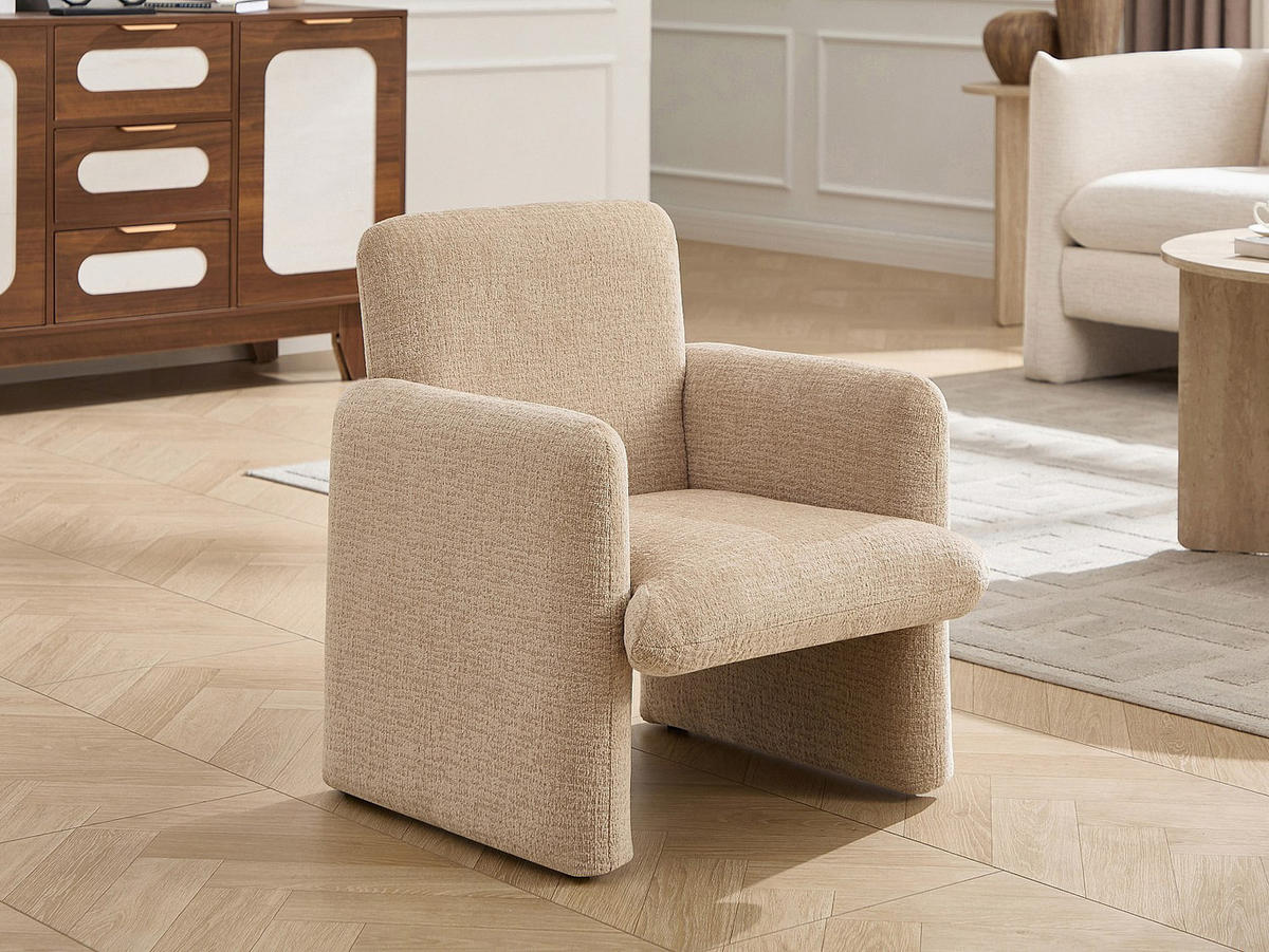 SESSEL mit gerader Rückenlehne - 1 Person - Stoff - Taupe, Beige - - Taupe/Beige, Textil (53/61.5/52.5cm) - Vente-Unique
