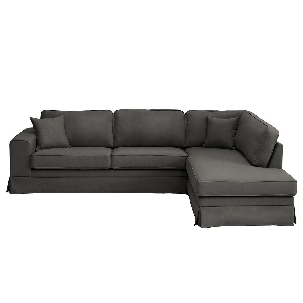 ECKSOFA mit Husse - Ottomane, Webstoff - Anthrazit/Schwarz, Kunststoff/Textil (297/210cm) - home24