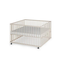 LAUFGITTER XXL 120x120 cm mit Matratze Cloud Air & Schlupfsprossen - sahara dust - Premium Kollektion - Sandfarben, Holz (120/74/120cm) - Sämann – make a difference.